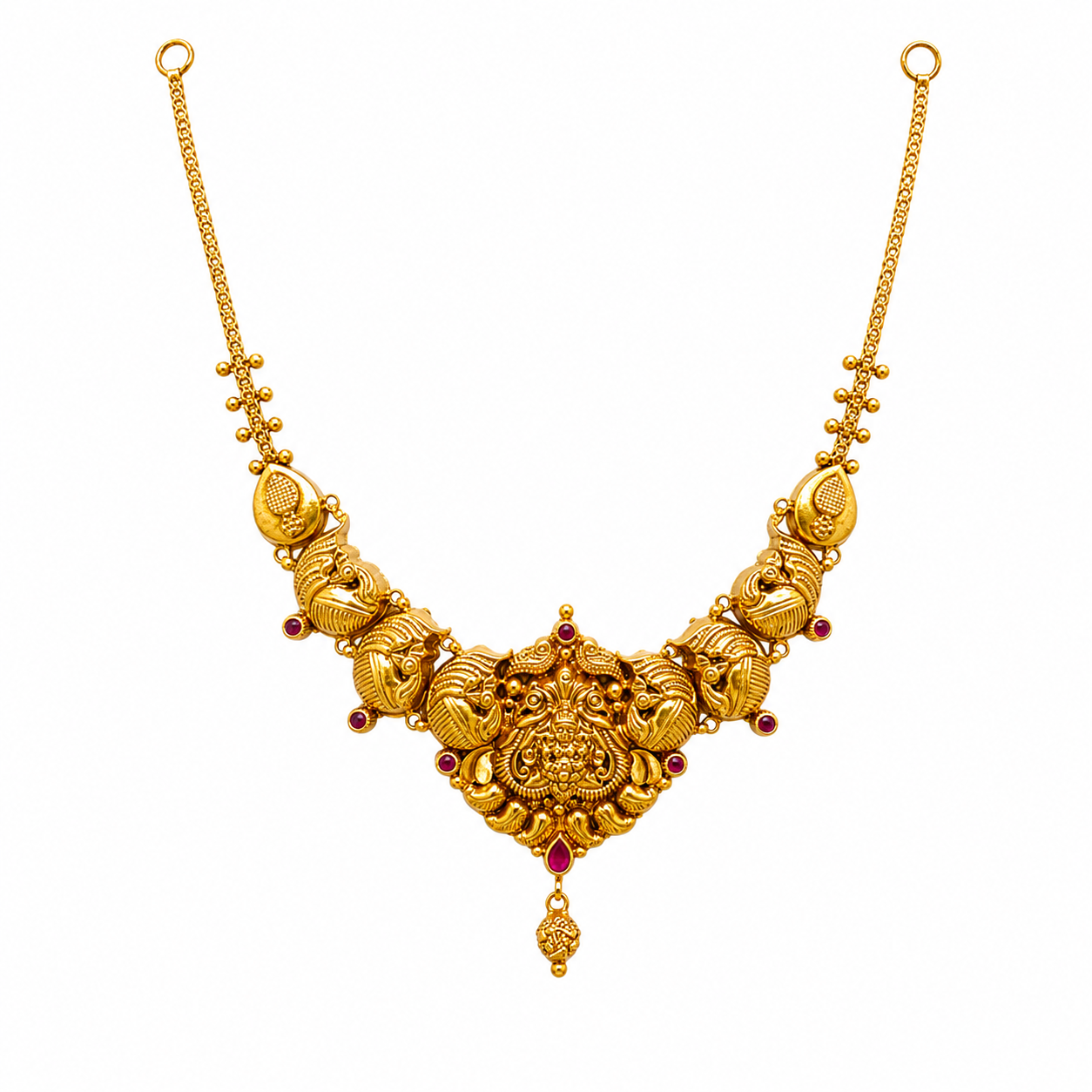 22K Gold Antique Peacock Necklace