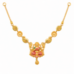 22K Gold Classic Lakshmi Pendant Necklace