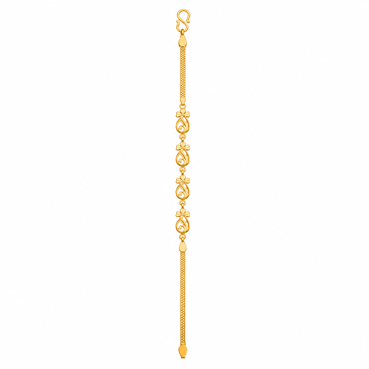 22K Gold Floral Swirl Elegance Women’s Bracelet