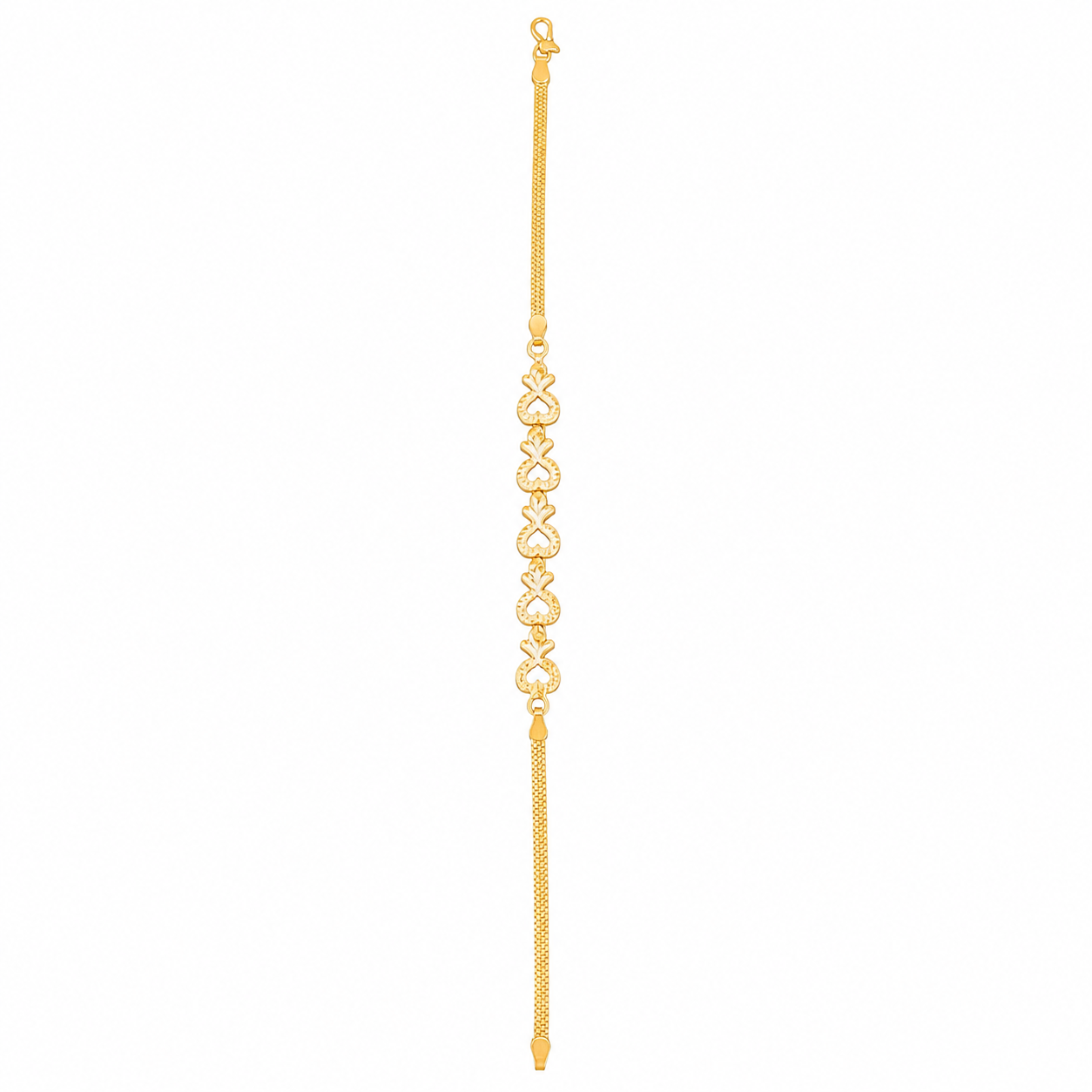 22K Gold Floral Heart-Link Women’s Bracelet