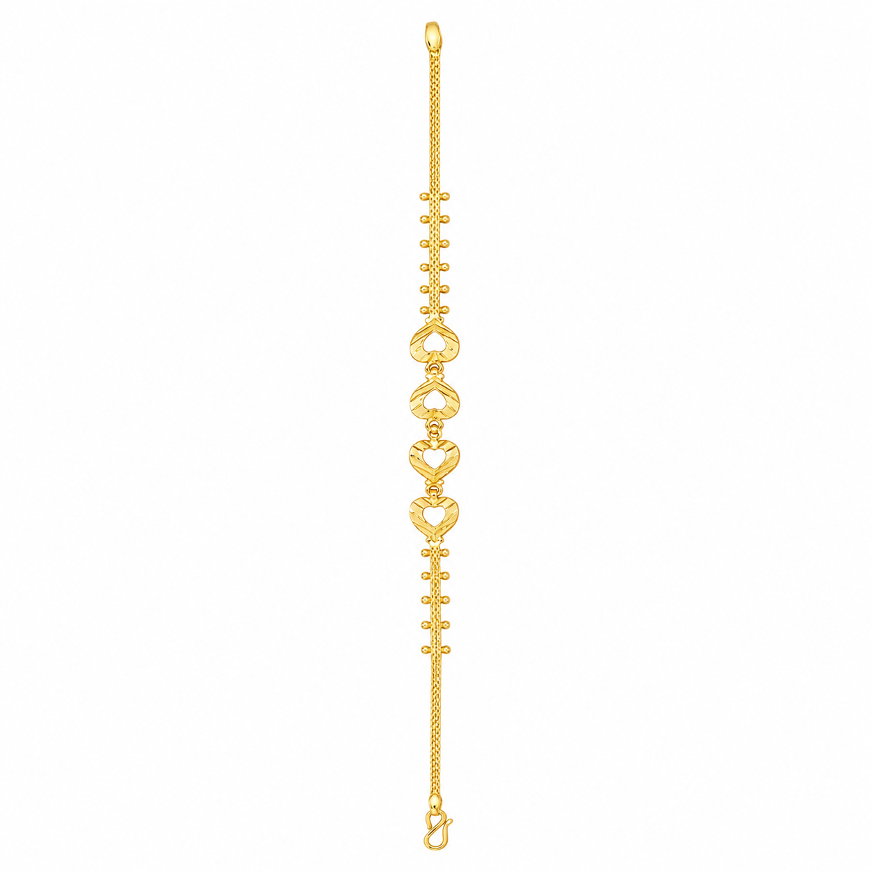 22K Gold Elegant Heart-Link Women’s Bracelet