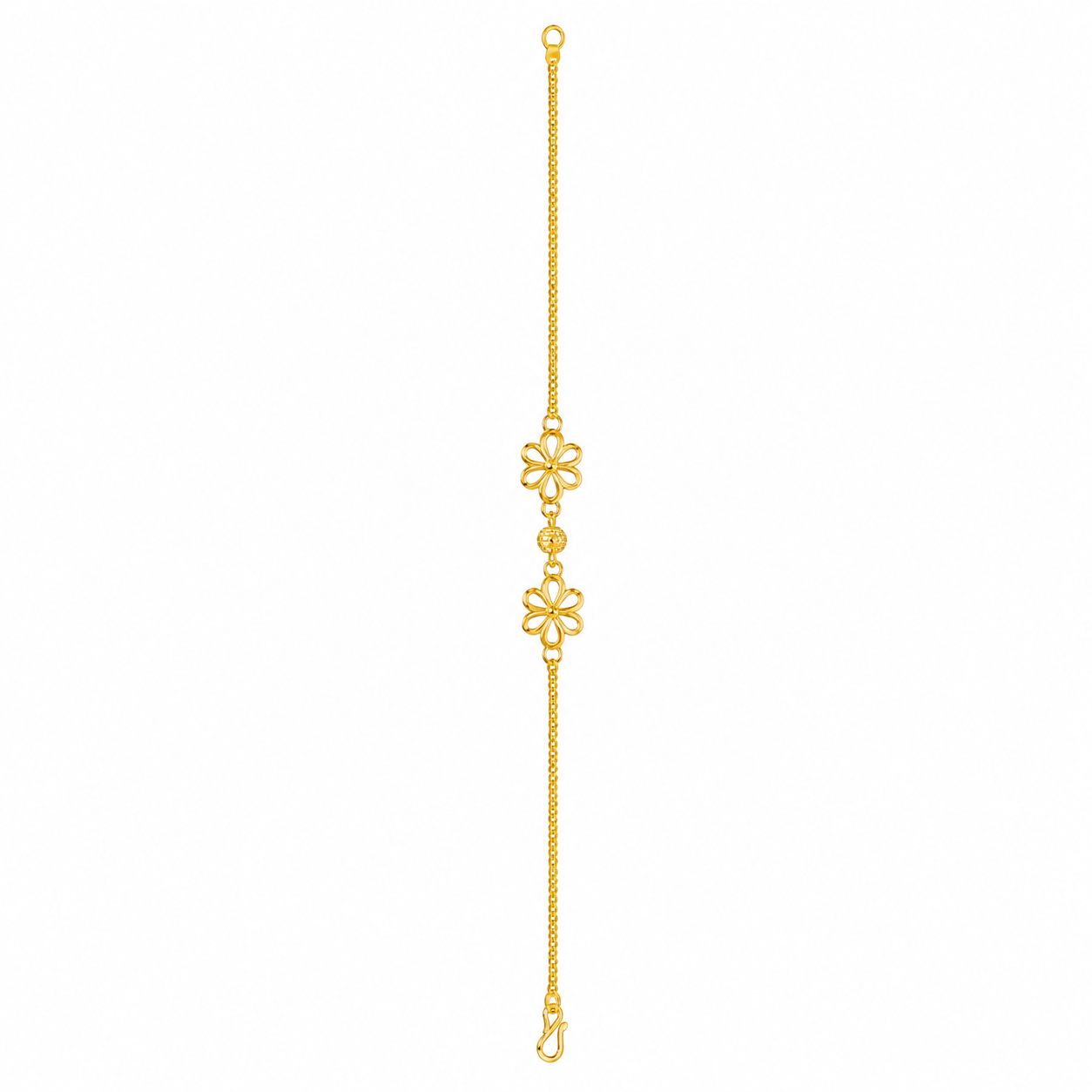 22K Gold Twin Blossom Floral Women’s Bracelet