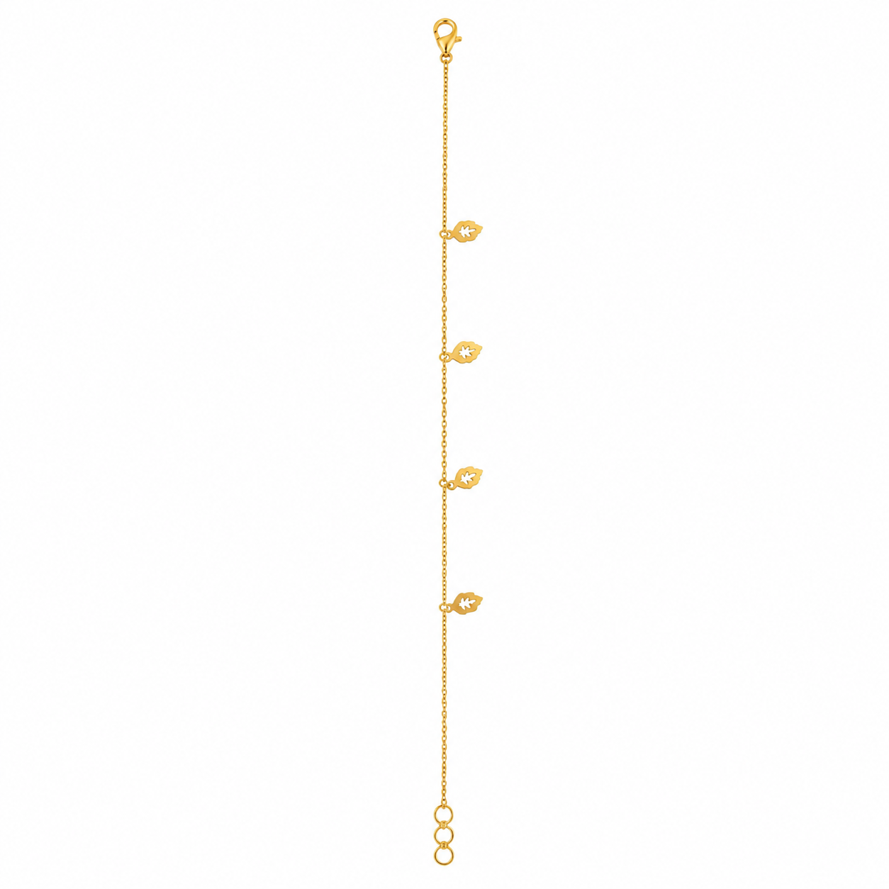 22K Gold Delicate Leaf Charm Women’s Bracelet