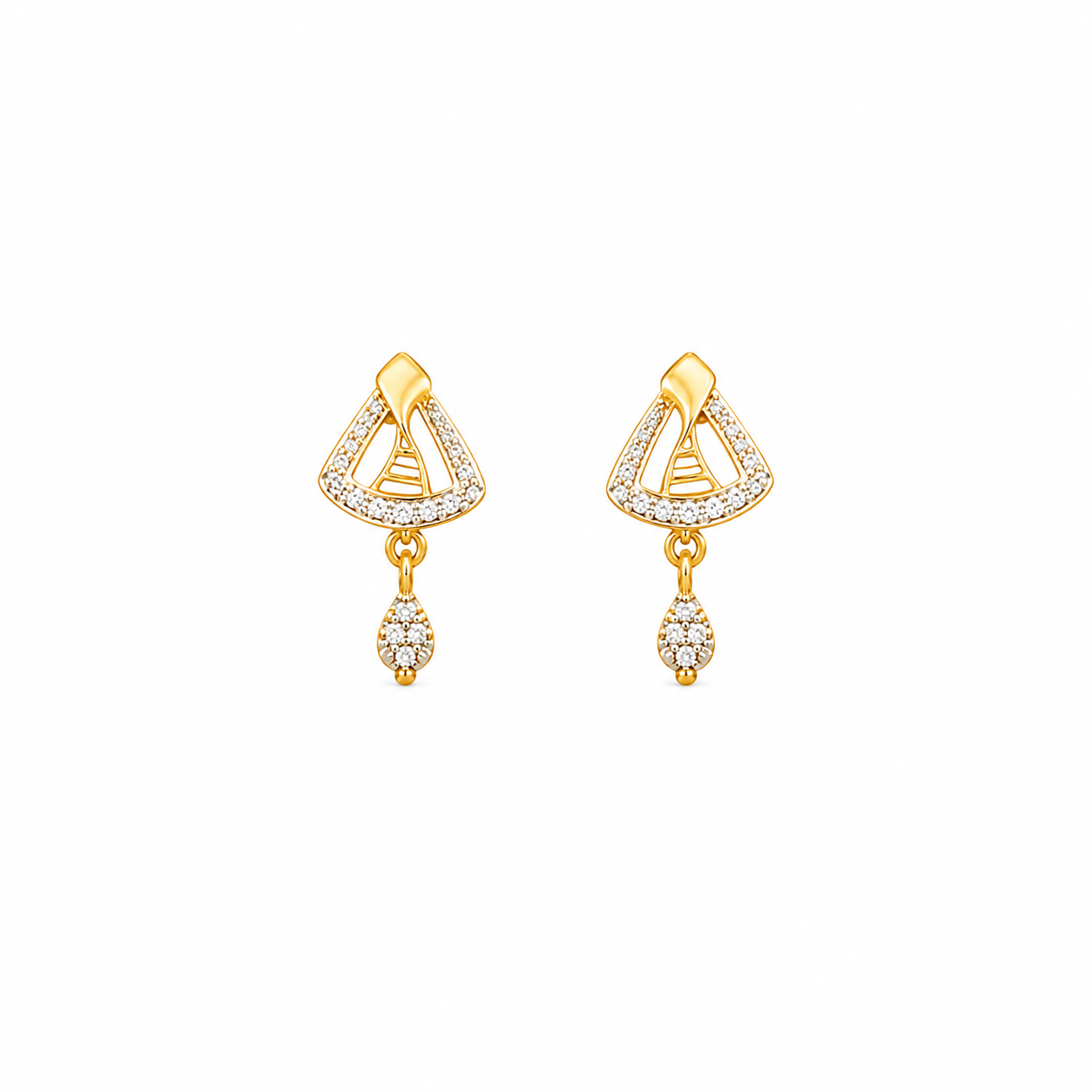 9K Gold geometric stone drop studs