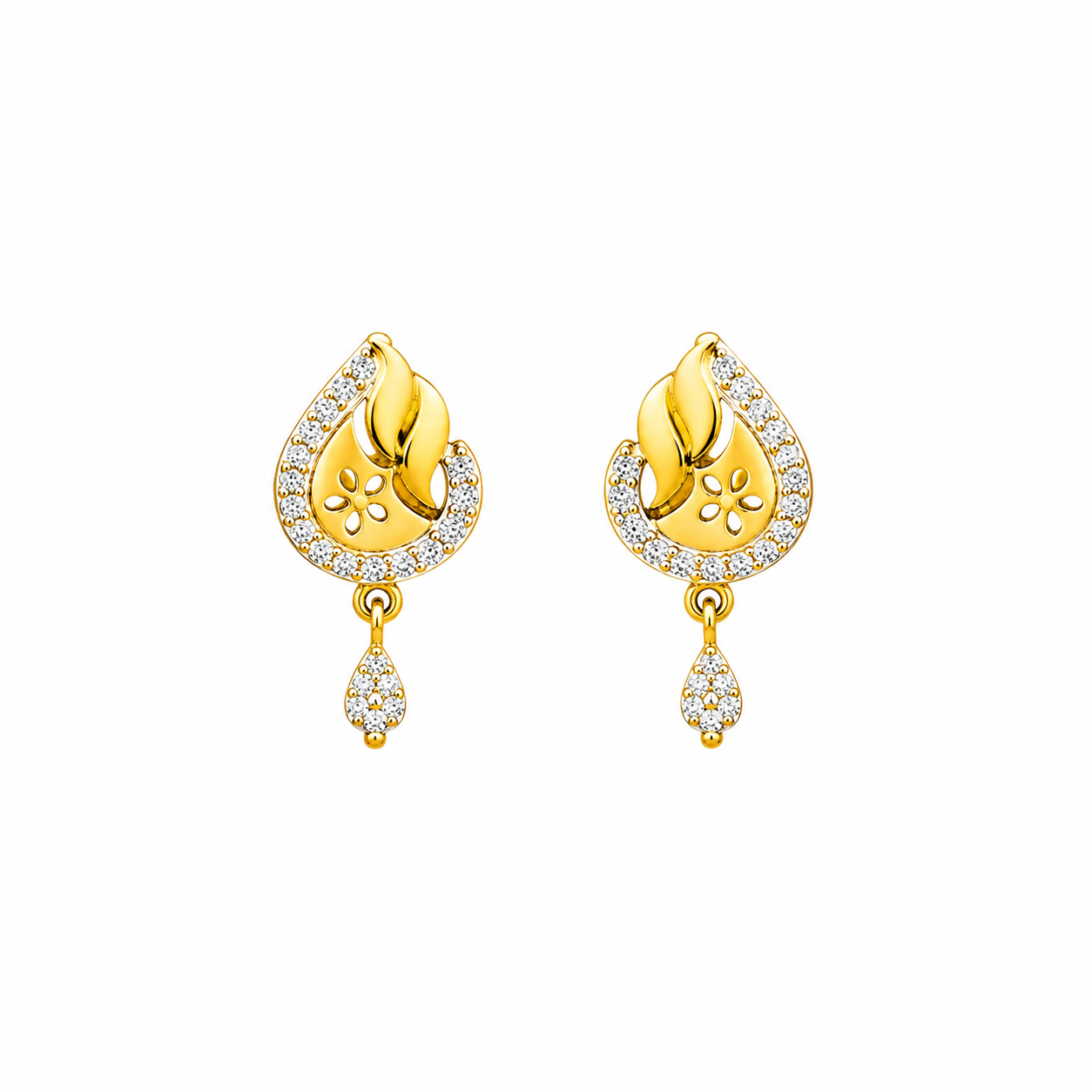 9K Gold Flora Swirl Stone Drop Studs