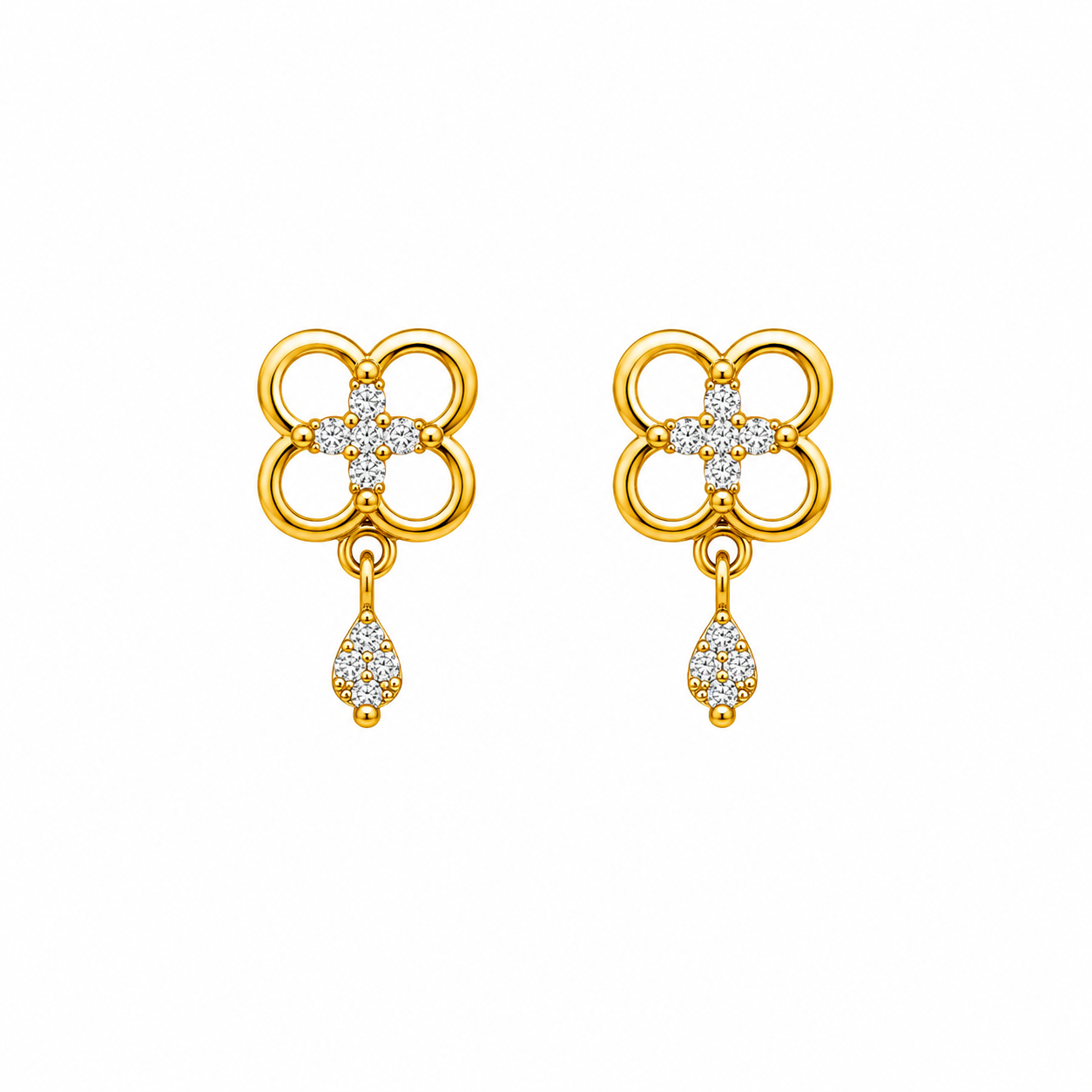 9K Gold Blossom Stone Drop Stud