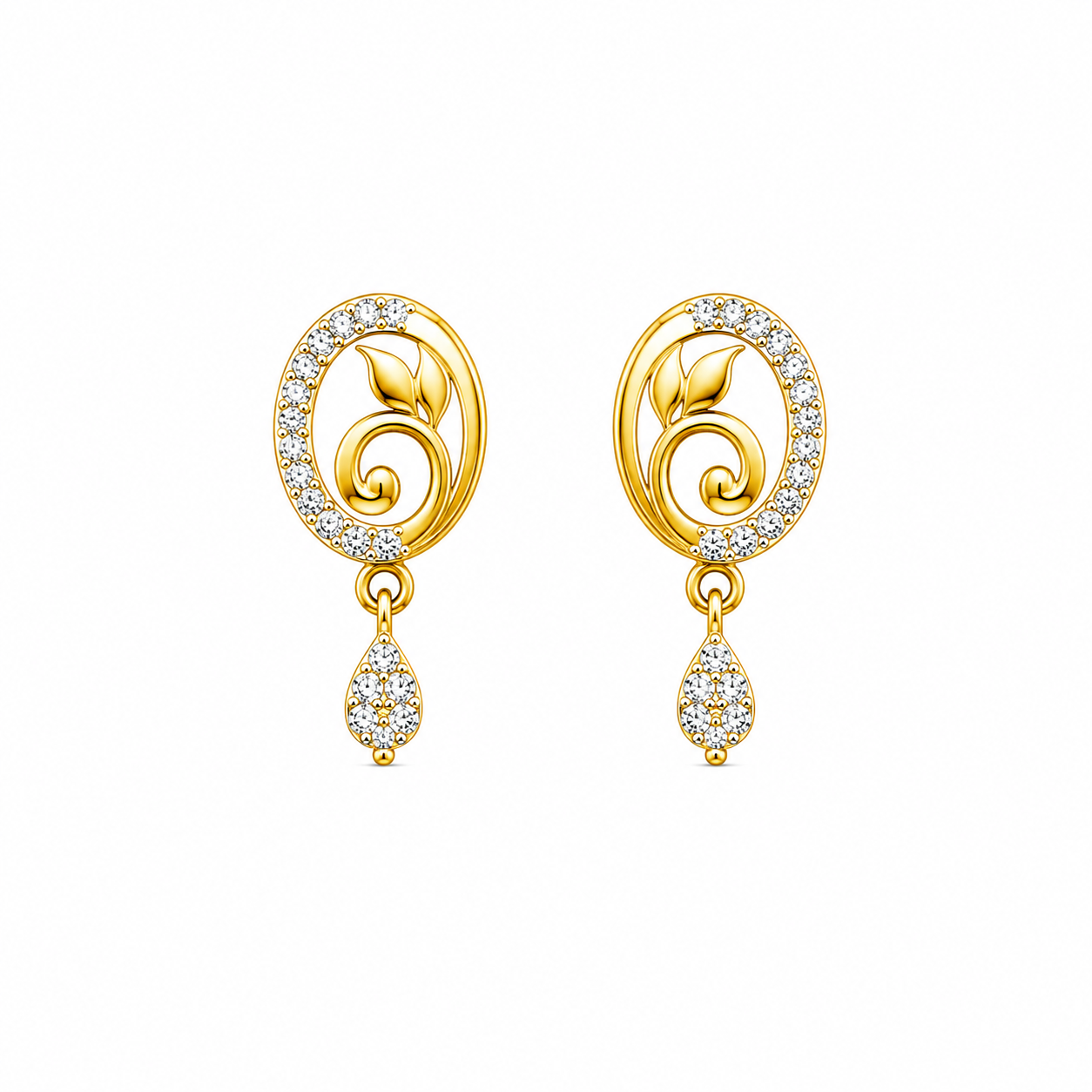 9K Gold Nova Circle Stone Drop Studs