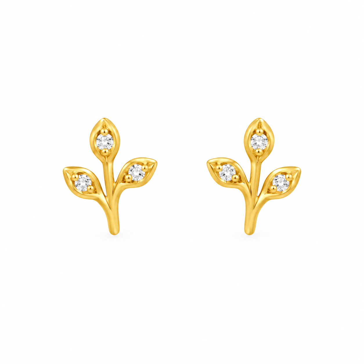 9K Gold Elegant Floral Leaf Stud