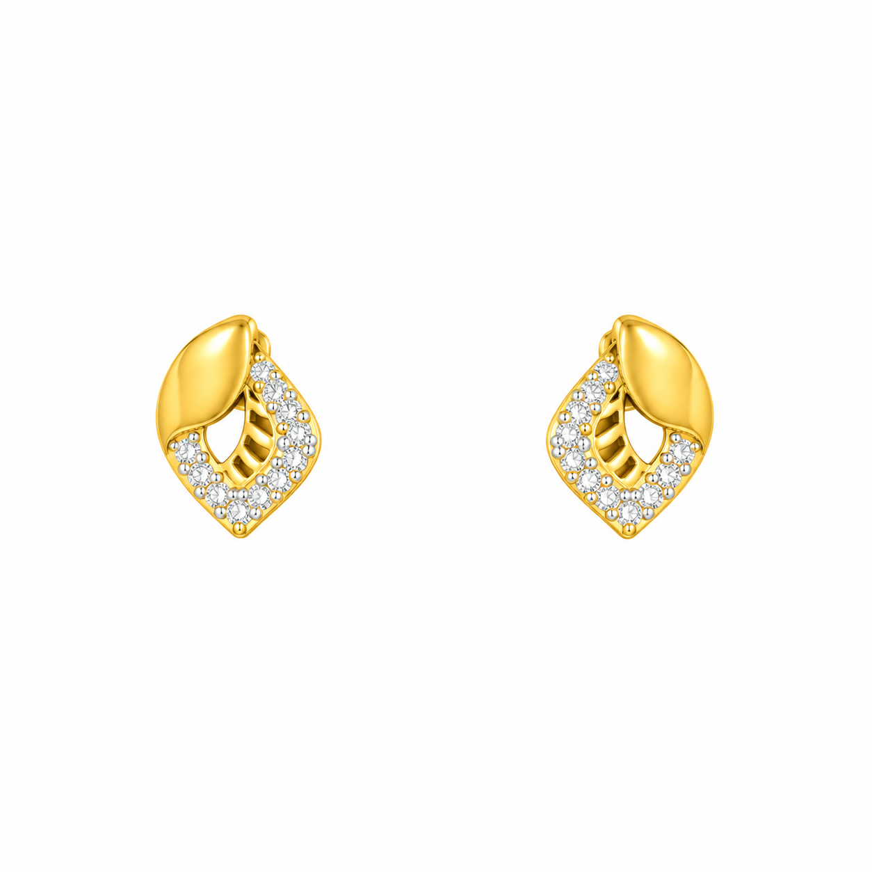 9K Gold Petal Sparkle Stud