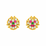 9K Gold Radiant Bloom Multicolour Stone Stud