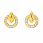 9K Gold Golden Flame Halo Stone Stud