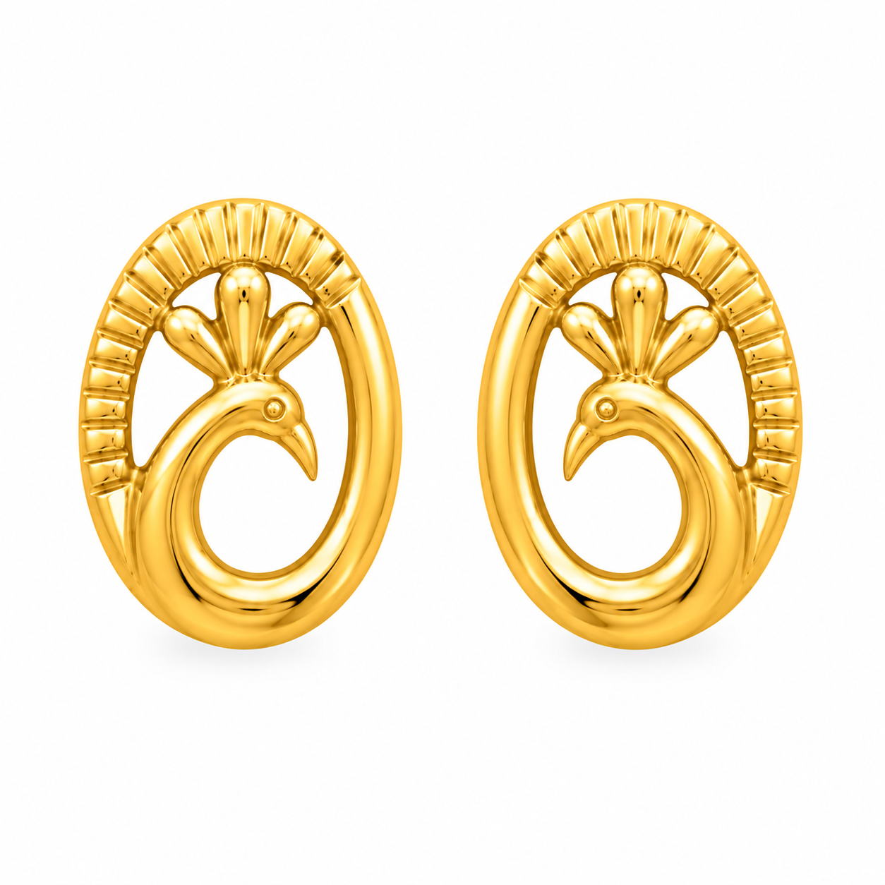 9K Gold Aurora Oval Swirl Stud