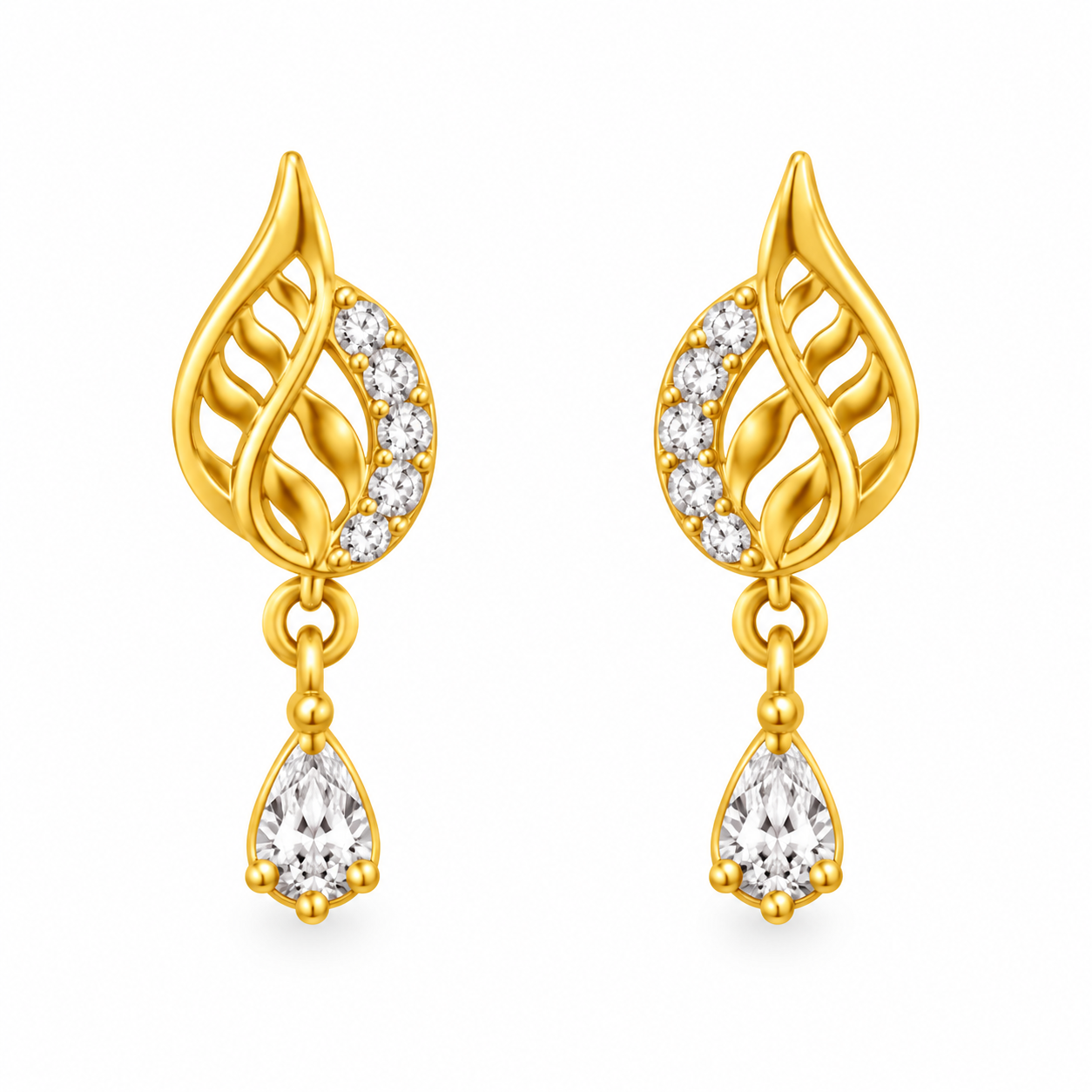 9K Gold Celestial Leaf Drop Stud