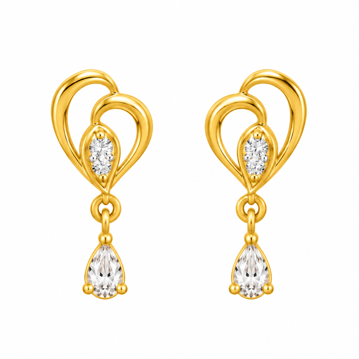 9K Gold Heart Whisper Drop Stud