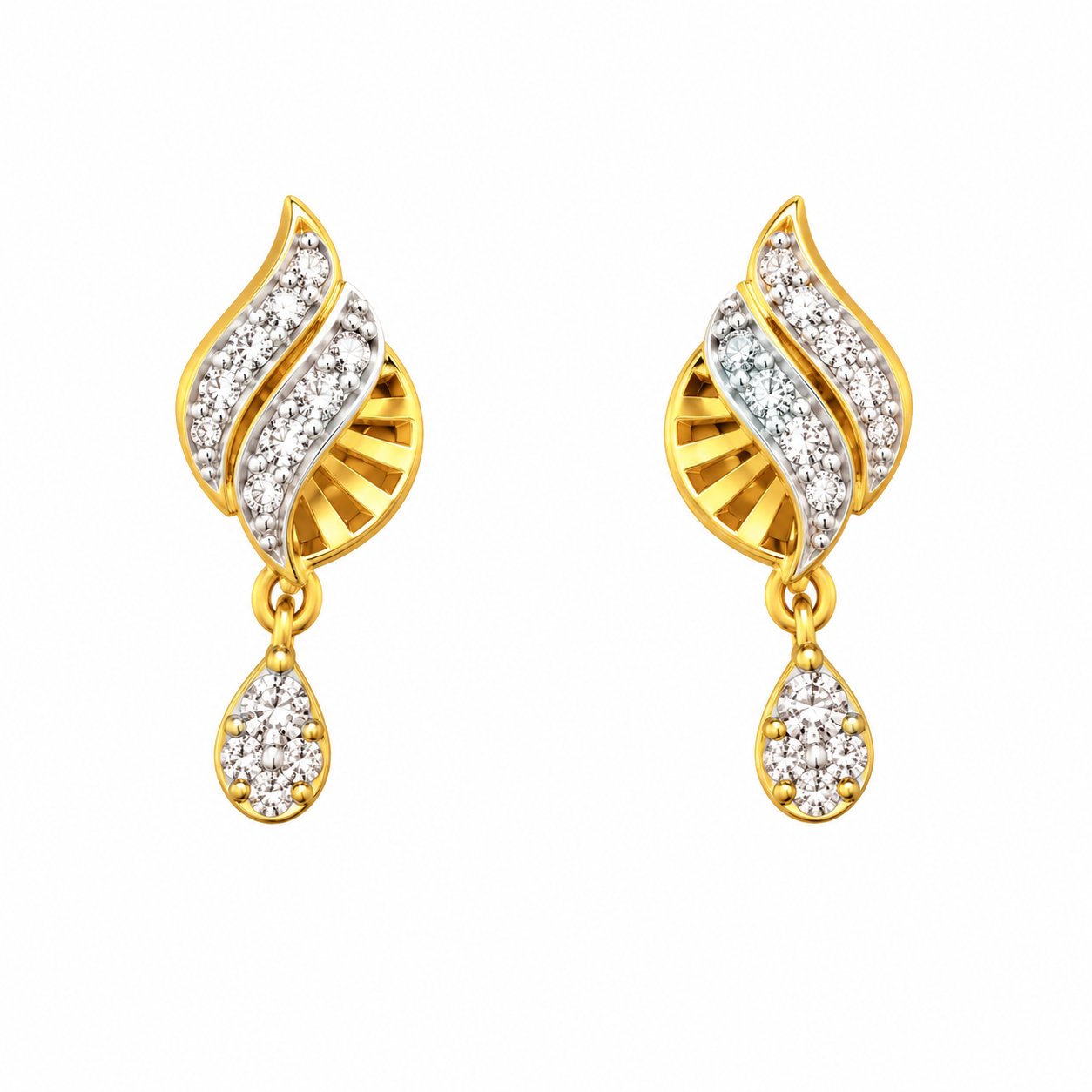 9K Gold Leaf Cascade Drop Stud