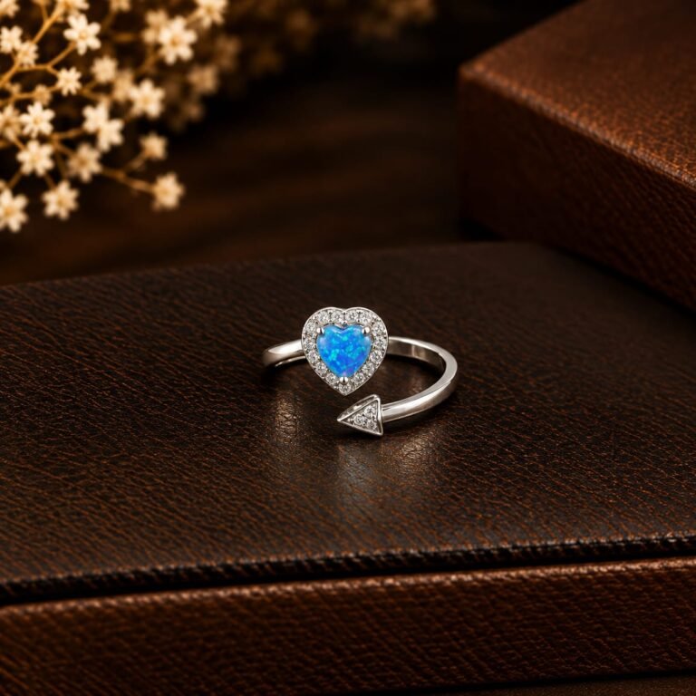 Ocean Heart Arrow Adjustable 92.5 Silver Ring