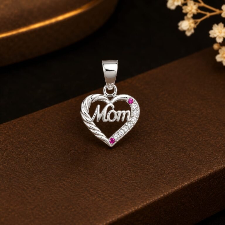92.5 Silver Mom Heart Pendant